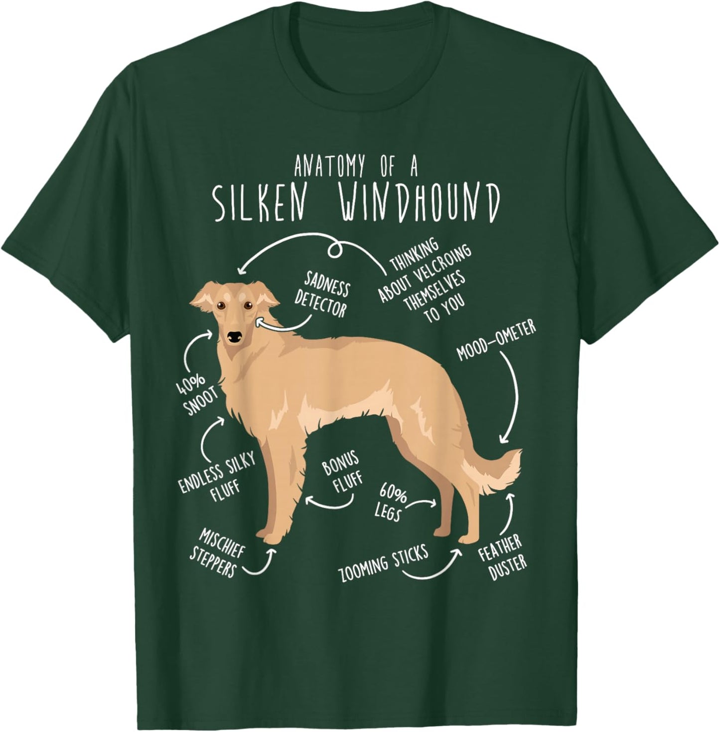 Silken Windhound Anatomy, Funny Cute Pet Lover Fawn Cream T-Shirt - T-Shirt | Forest
