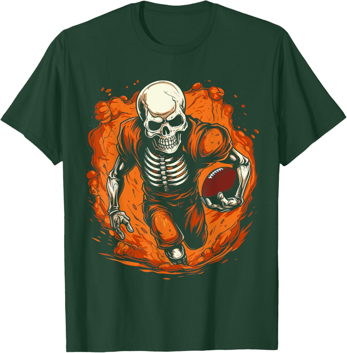 American Football Skeleton Football Player Halloween Spooky T-Shirt - T-Shirt | Forest