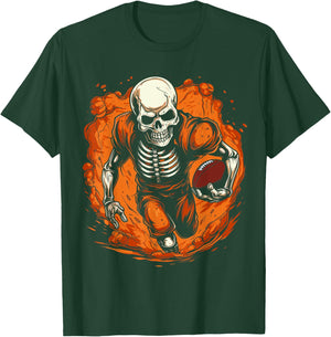 American Football Skeleton Football Player Halloween Spooky T-Shirt - T-Shirt | Forest
