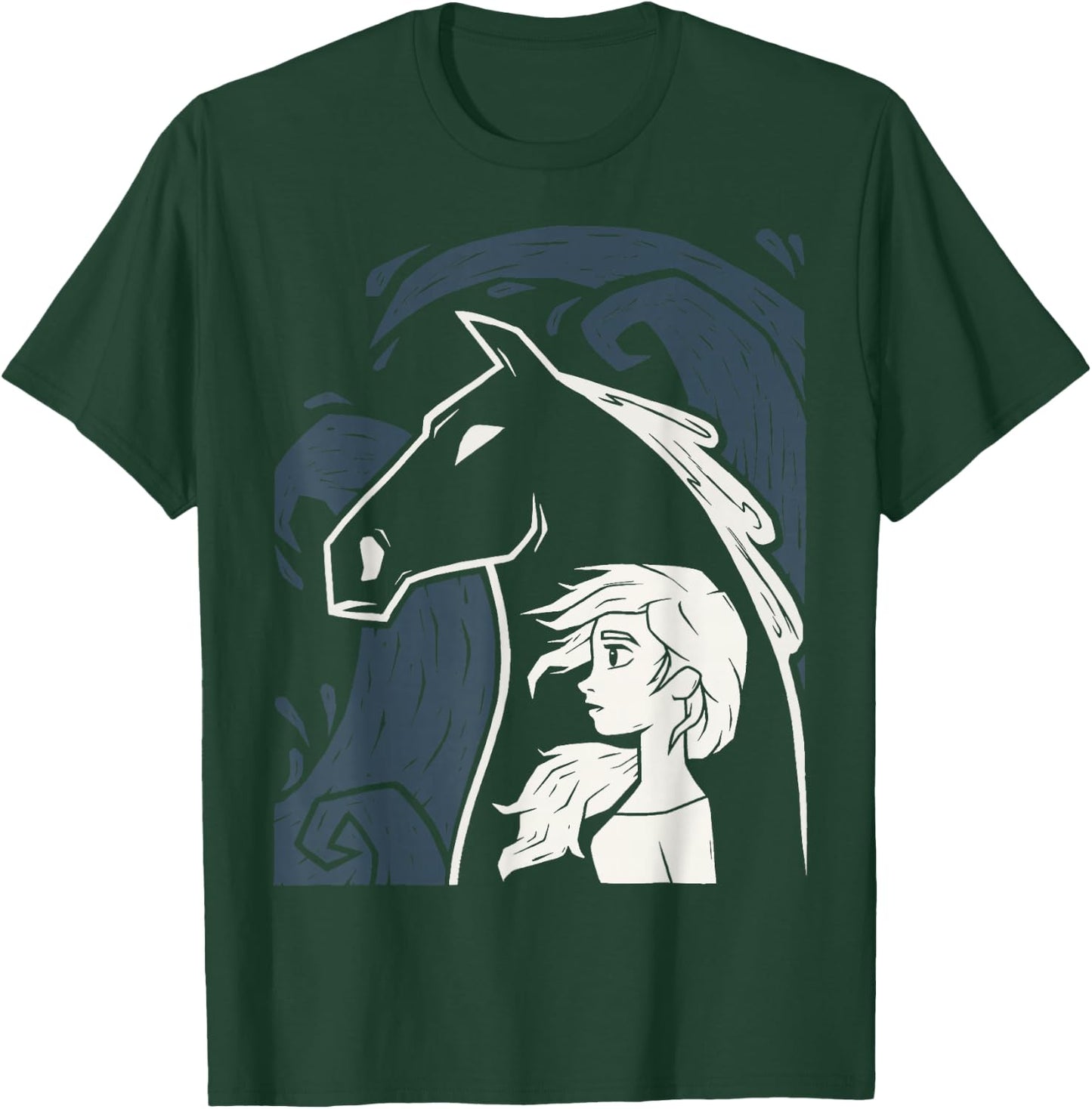 Disney Frozen 2 Elsa Water Horse Portrait T-Shirt - T-Shirt | Forest