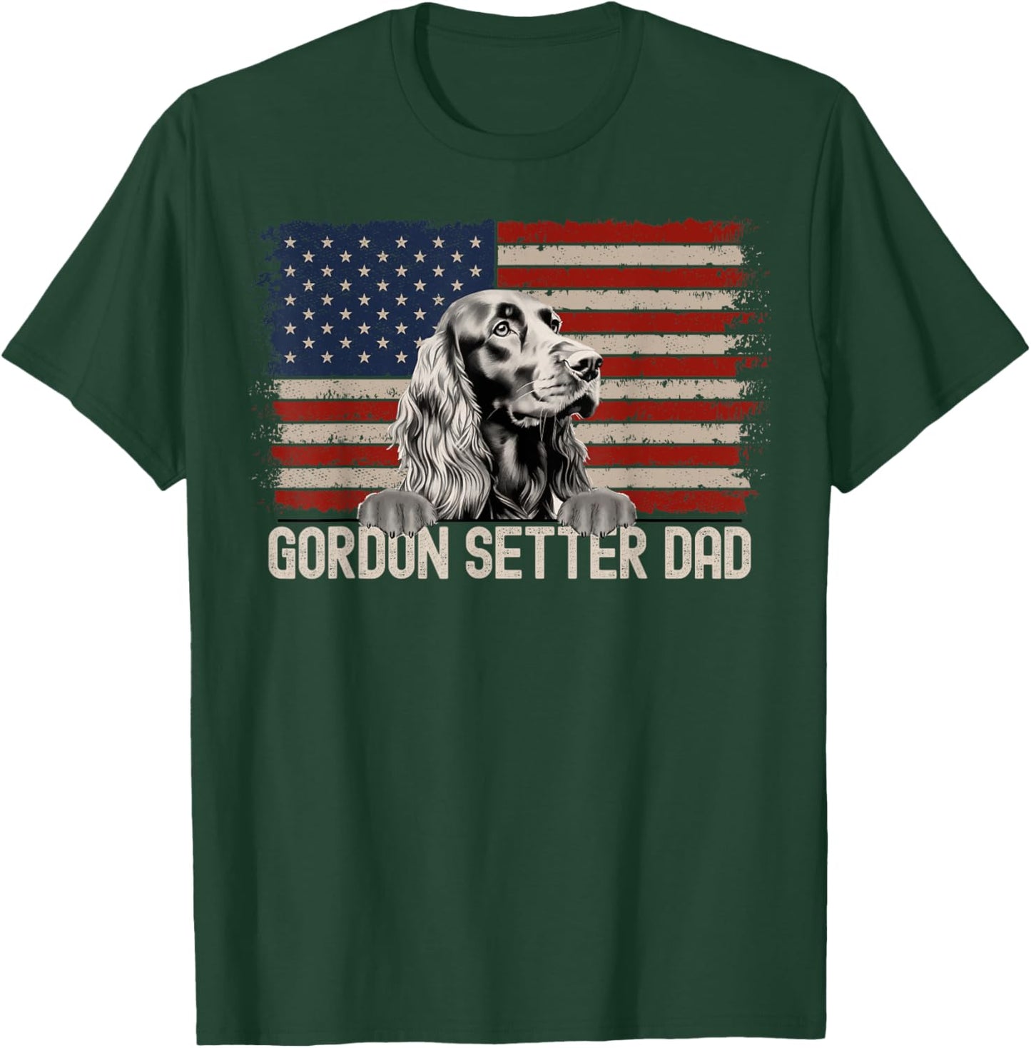 Best Dog Dad Ever American Flag - Gordon Setter Dad T-Shirt - T-Shirt | Forest