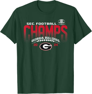 Elite Authentics Georgia Bulldogs -Adults/ -Kids SEC Champs 2024 Black Cotton/Polyester Blend Short Sleeve T-Shirt - T-Shirt | Forest