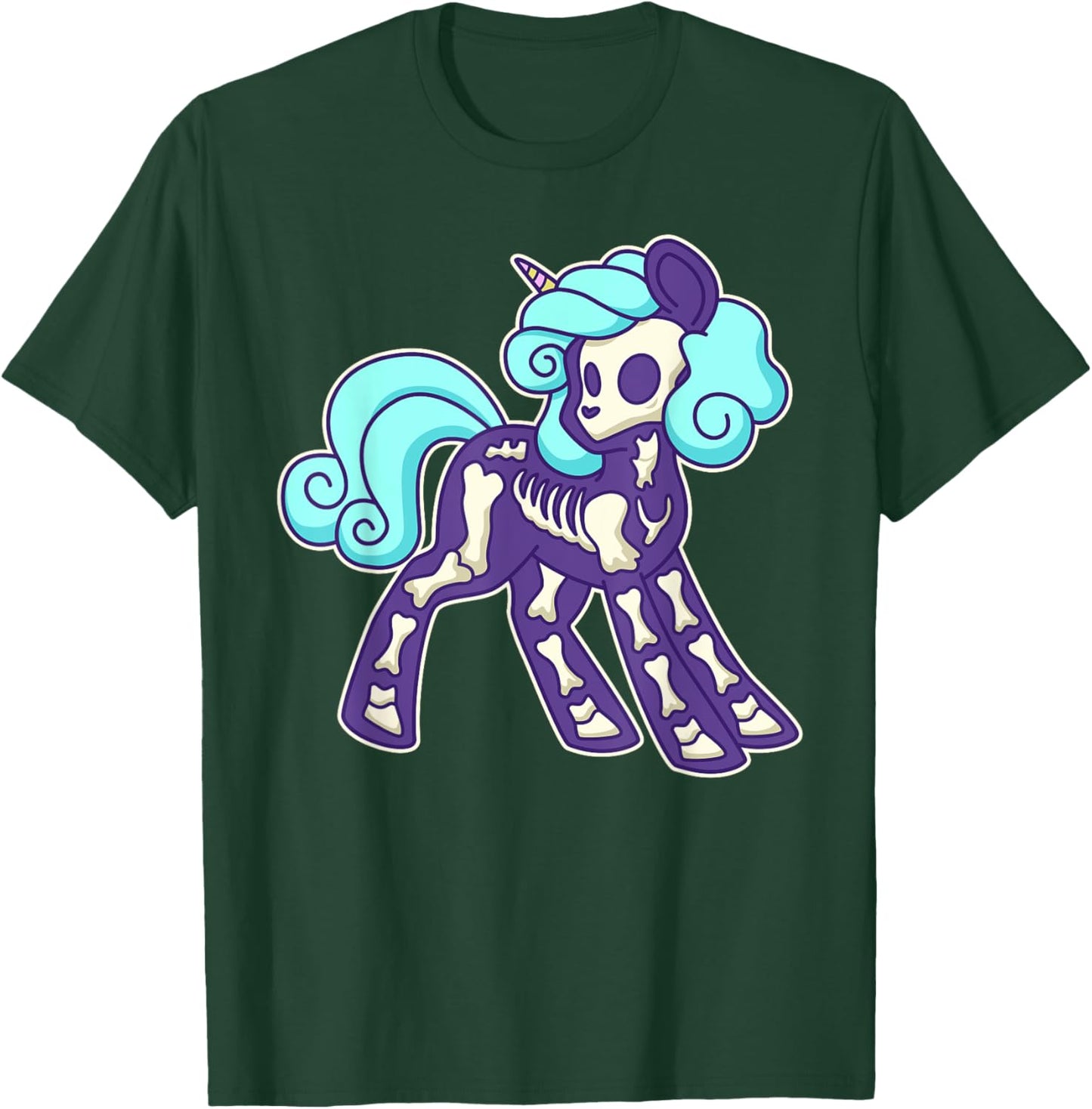 Pastel Goth Unicorn Skeleton T-Shirt - T-Shirt | Forest