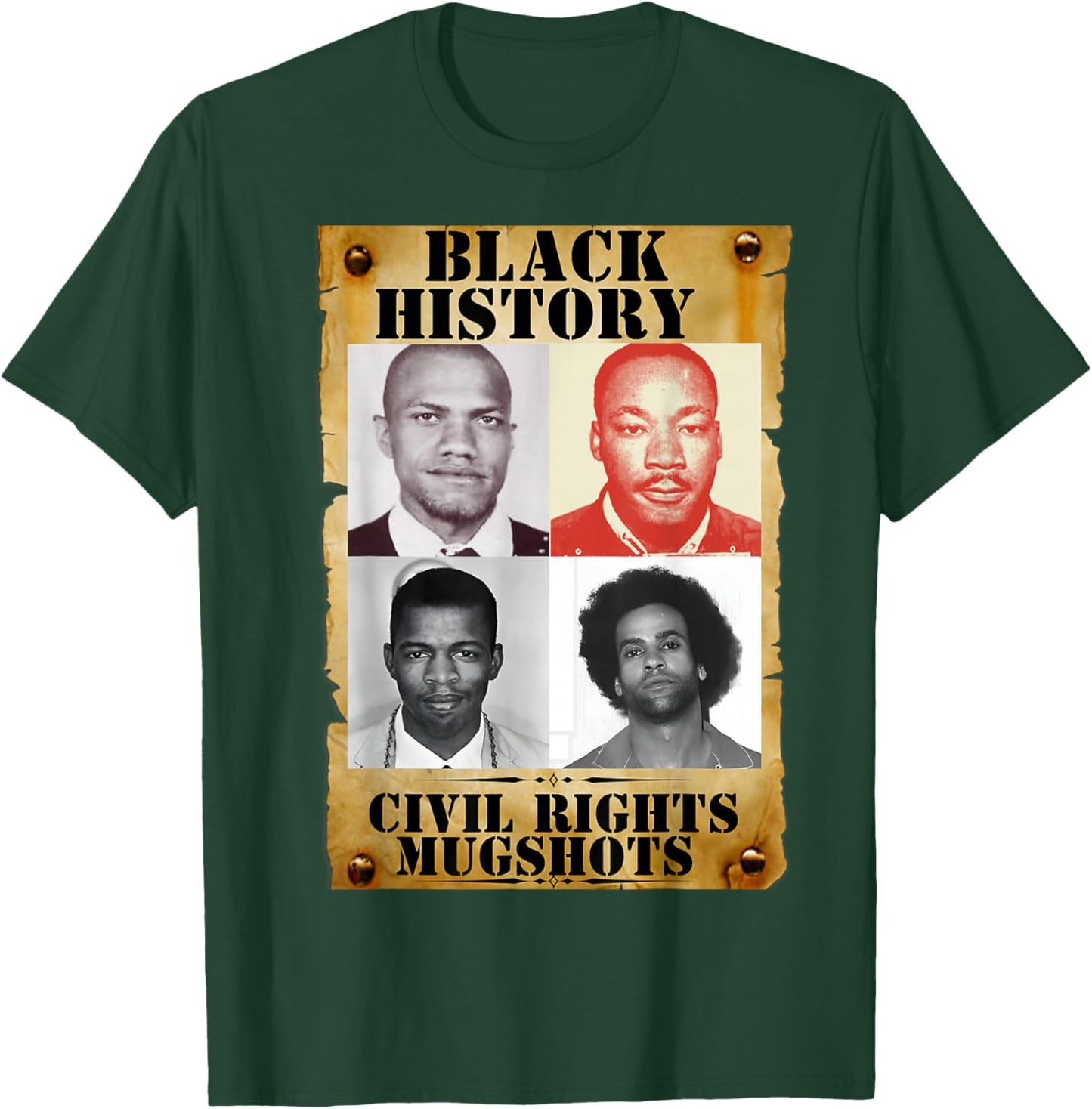 Black History Month Authentic Civil Rights Mugshots Design T-Shirt - T-Shirt | Forest