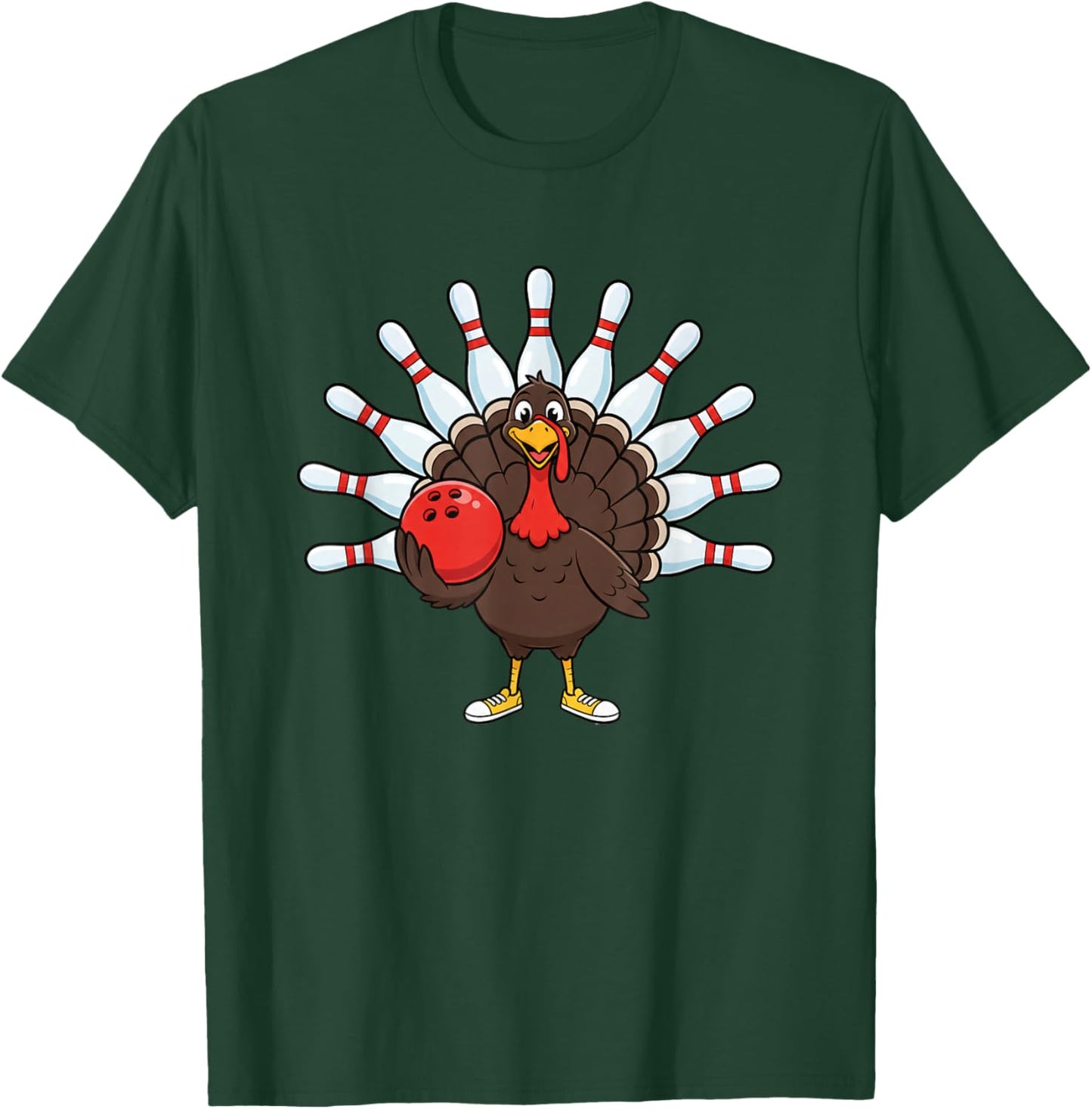 Bowling Turkey, Funny Thanksgiving & Friendsgiving Bowling T-Shirt - T-Shirt | Forest