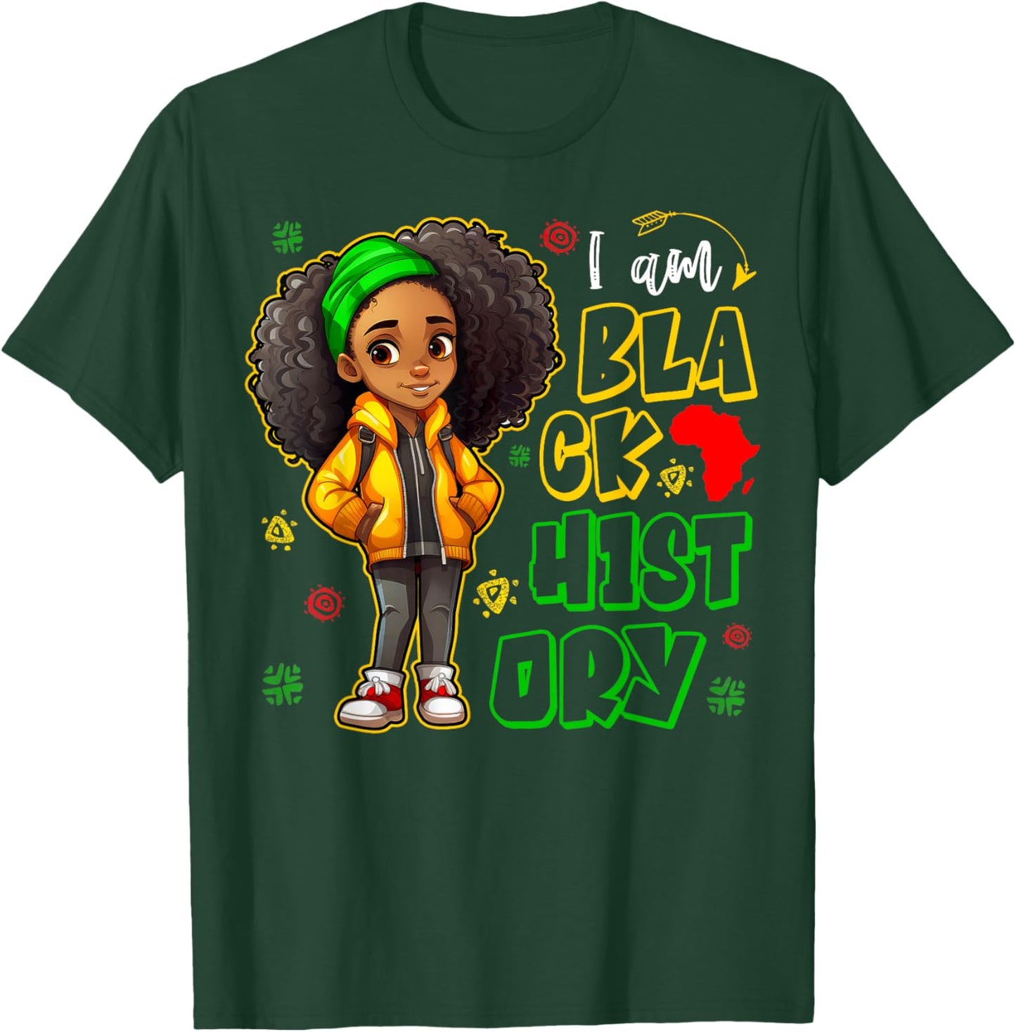 I Am Black History Month Teens Kids Girls African American T-Shirt - T-Shirt | Forest