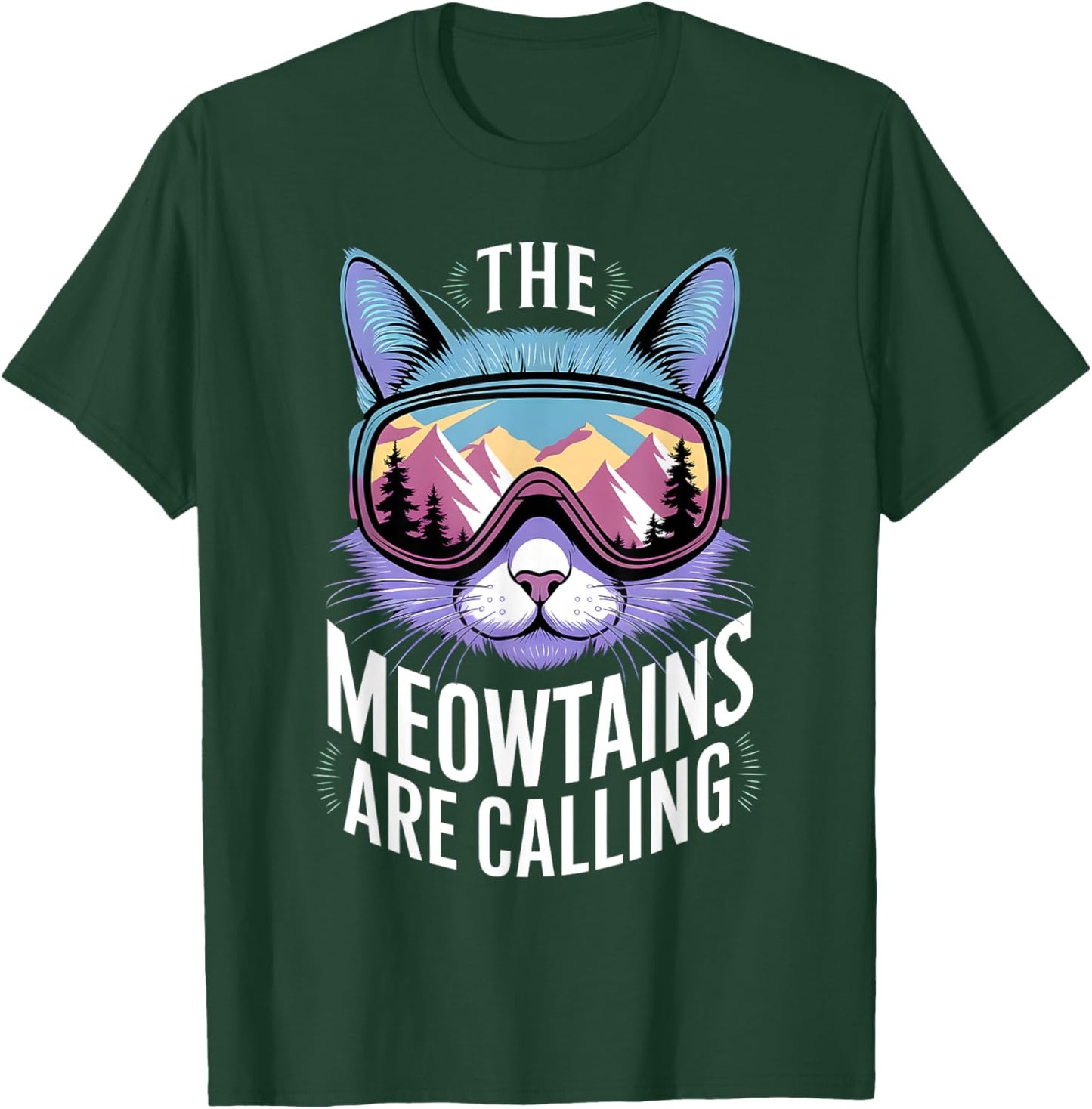 the mountains are calling cat lover Cool Snowboard ski lover T-Shirt - T-Shirt | Forest