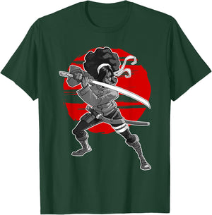 Afro Black Woman Samurai T-Shirt - T-Shirt | Forest