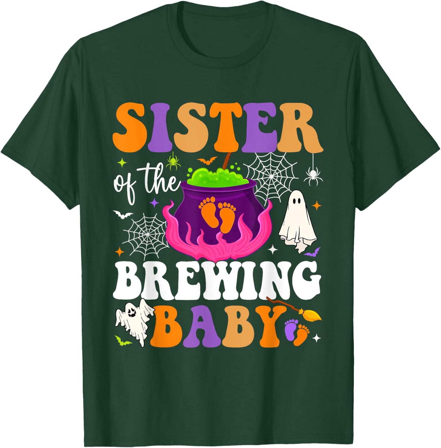 Sister of Brewing Baby Halloween Theme Baby Shower Spooky T-Shirt - T-Shirt | Forest