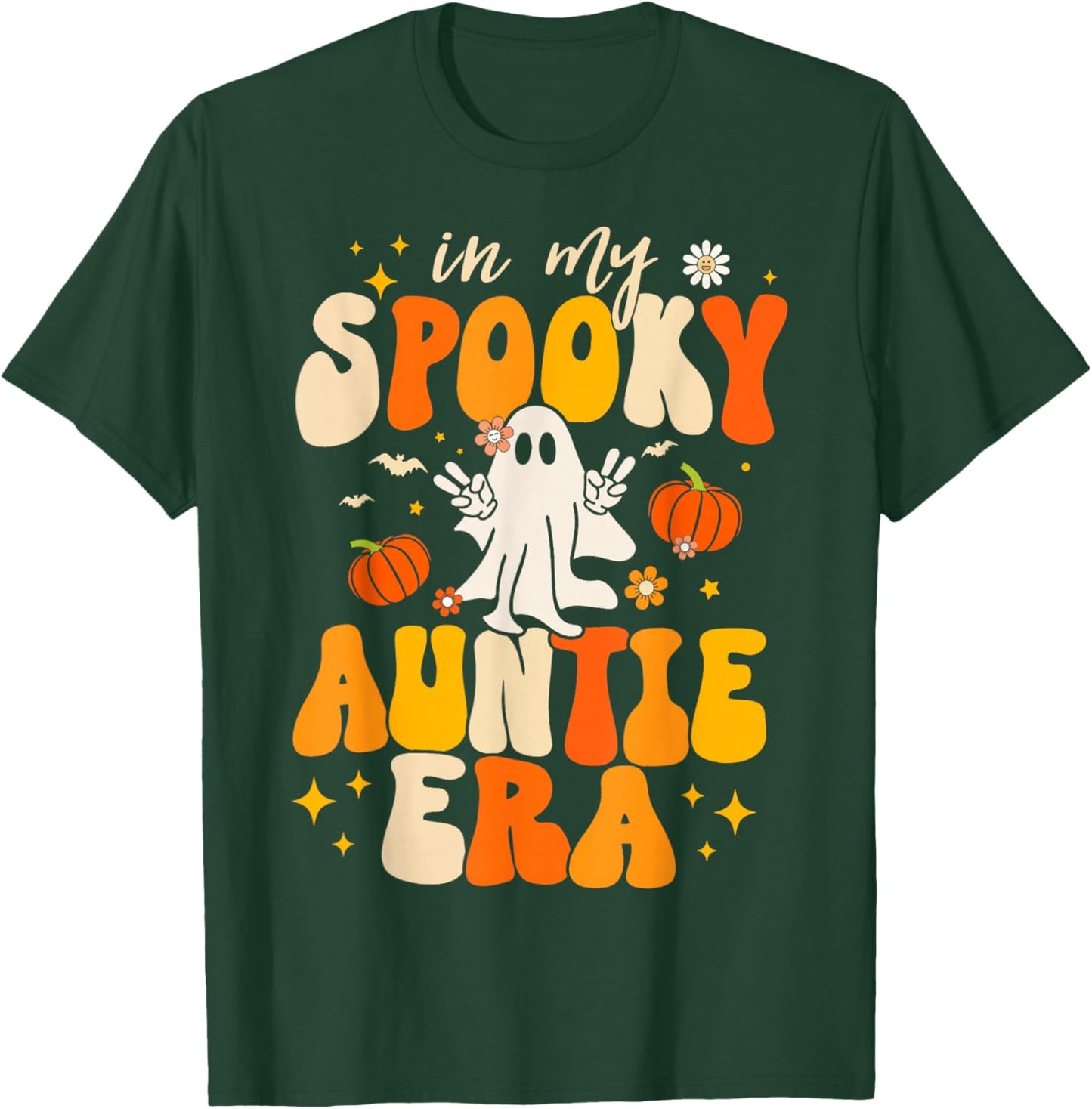 Retro In My Spooky Aunt Era Groovy Halloween Ghost Auntie T-Shirt - T-Shirt | Forest
