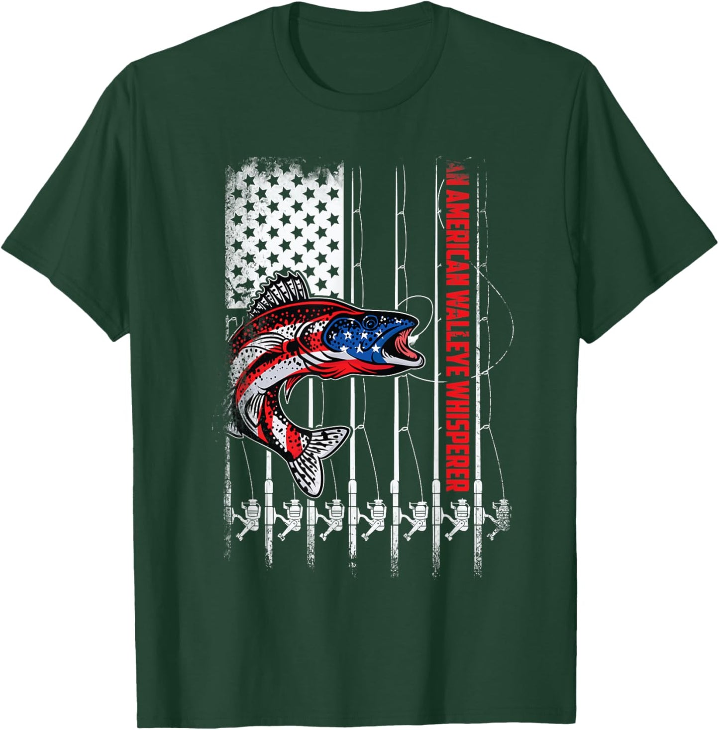 Patriotic anglers American walleye whisperer fisherman T-Shirt - T-Shirt | Forest