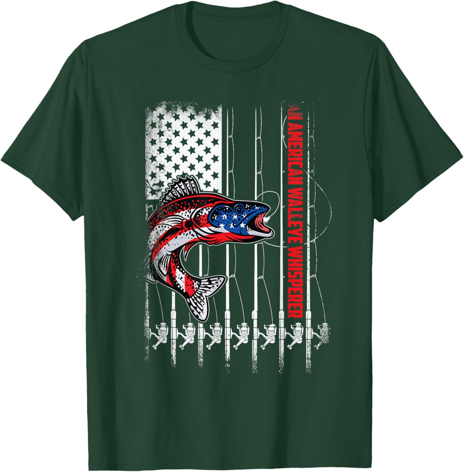 Patriotic anglers American walleye whisperer fisherman T-Shirt - T-Shirt | Forest