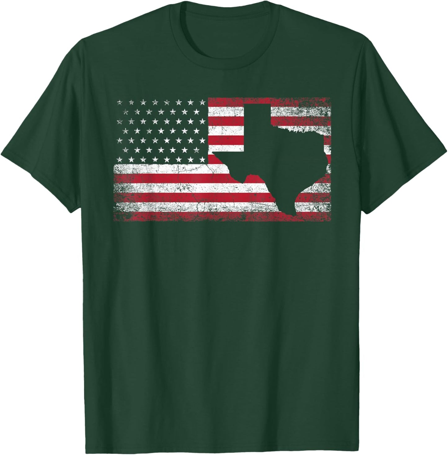 American Flag Texas 4th of July Vintage Gift Men Women Retro Small T-Shirt - T-Shirt | Forest