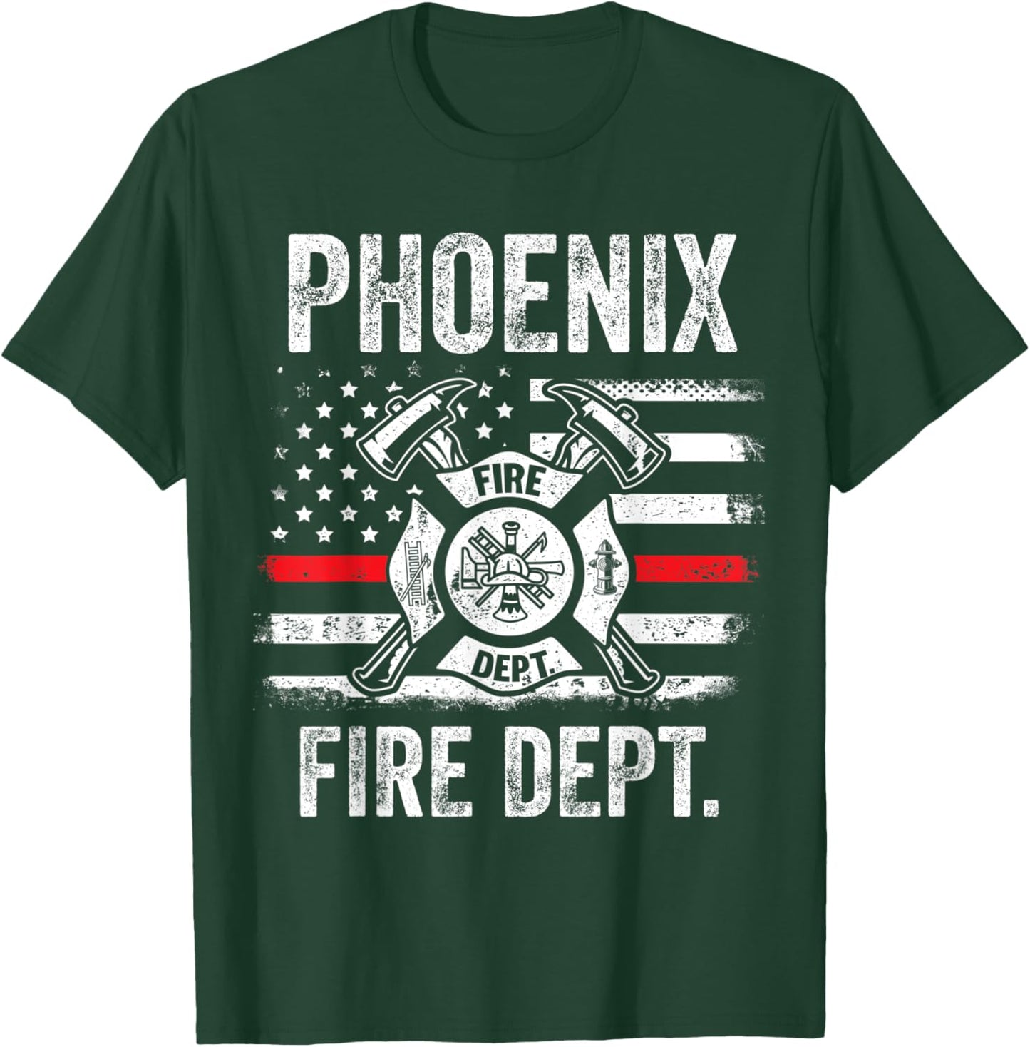 Phoenix Fire Department Thin Red Line Fireman T-Shirt - T-Shirt | Forest