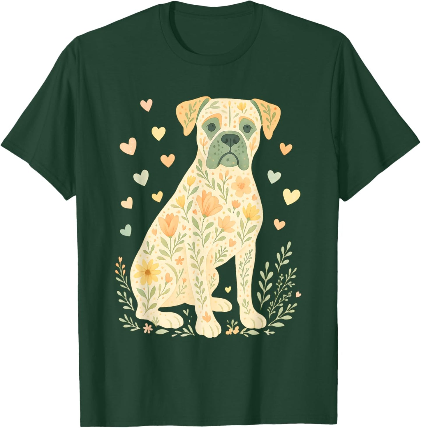 Boxer Dog Floral Shirt Cute Dog Lover Dog Mom T-Shirt - T-Shirt | Forest