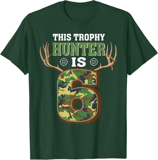 6 Year Old Hunting 6th Birthday Party Deer Hunter T-Shirt - T-Shirt | Forest