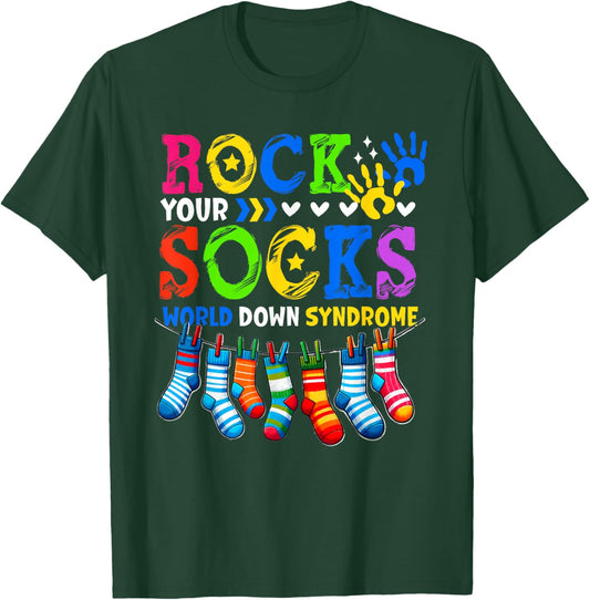 Rock Your Socks Team World Down Syndrome Awareness T21 Squad T-Shirt - T-Shirt | Forest