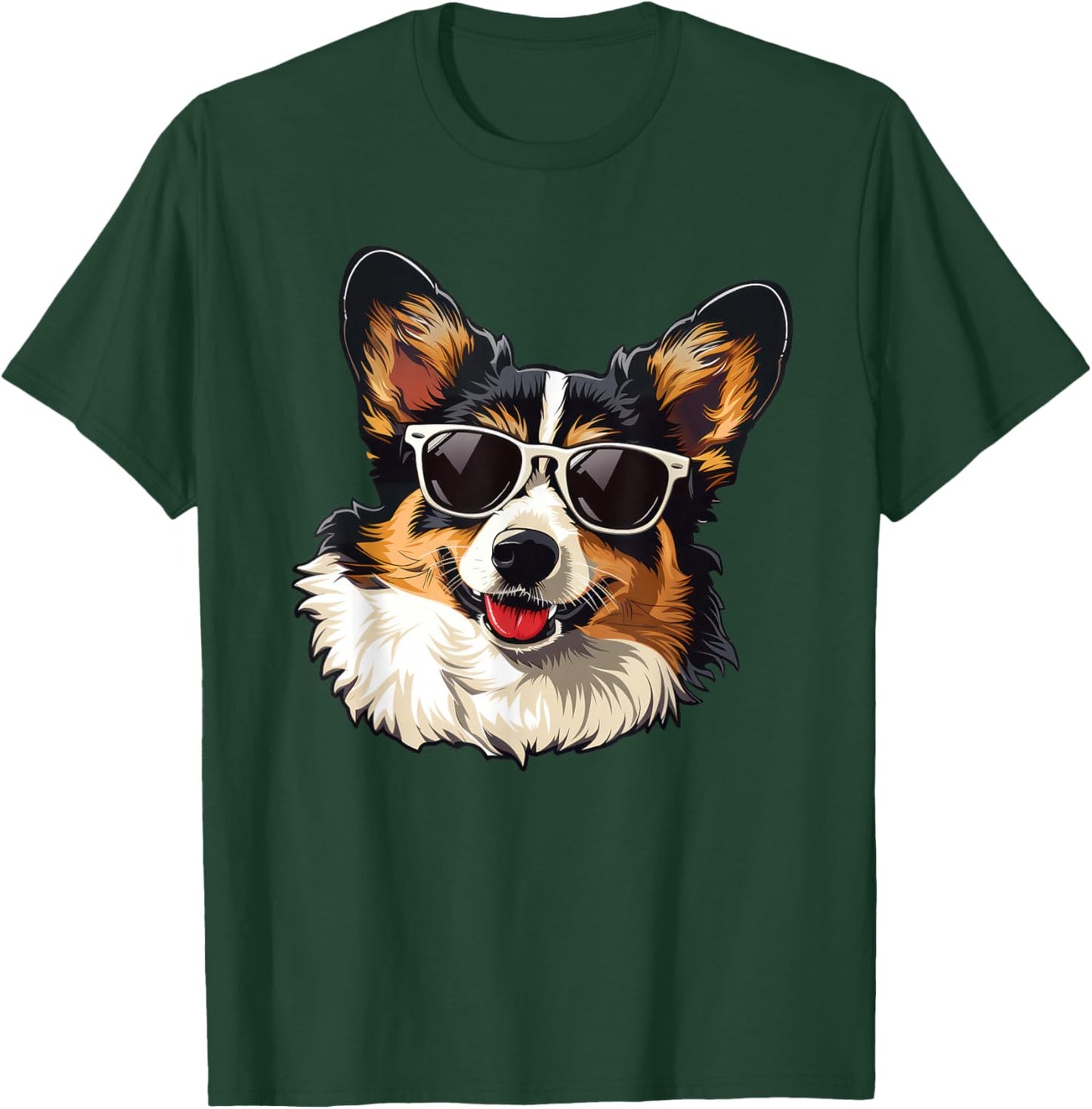 Cardigan Welsh Corgi Dog Sunglasses T-Shirt - T-Shirt | Forest