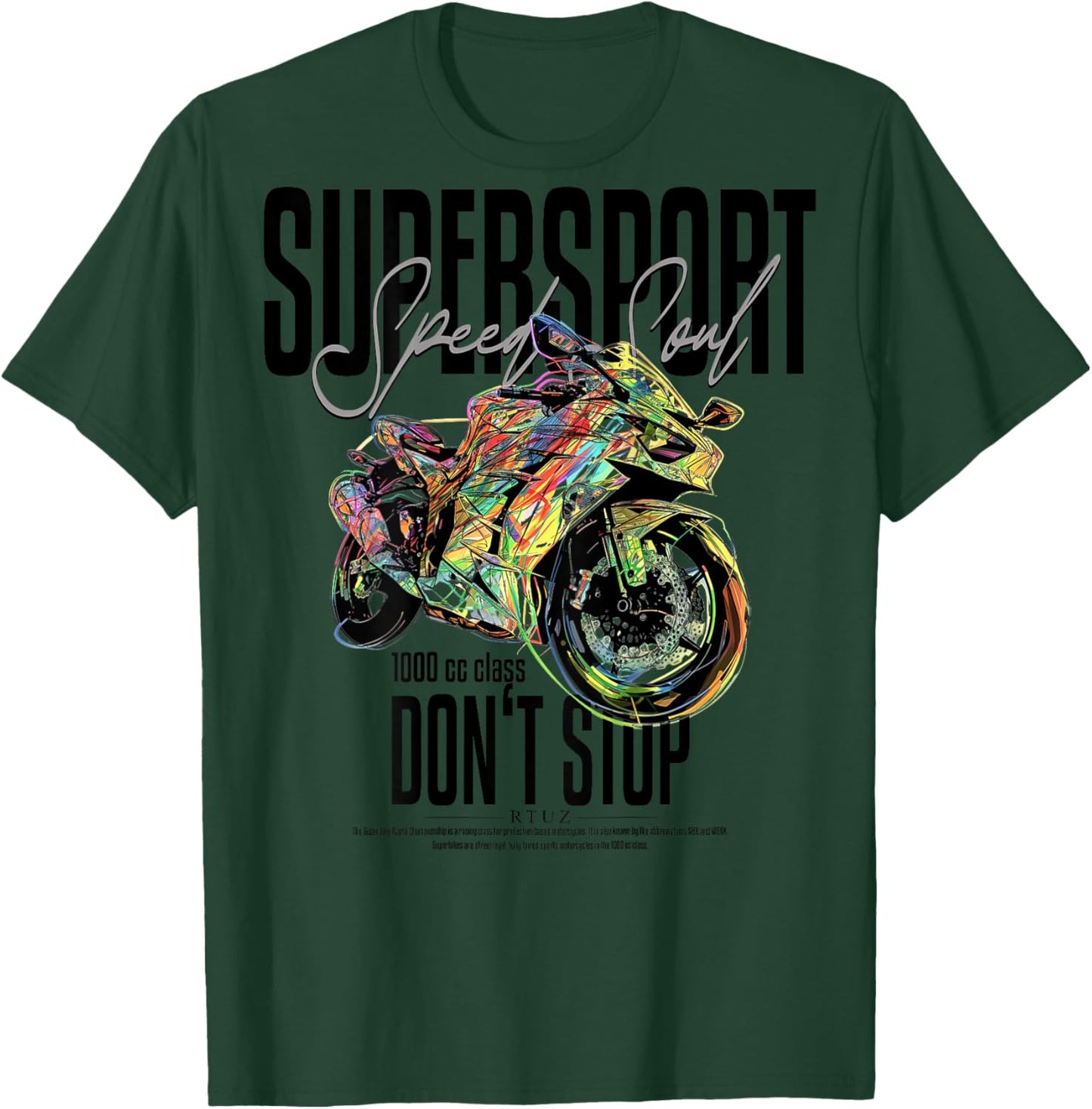 Supersport bike racing motorcycle backprint motorcycle T-Shirt - T-Shirt | Forest