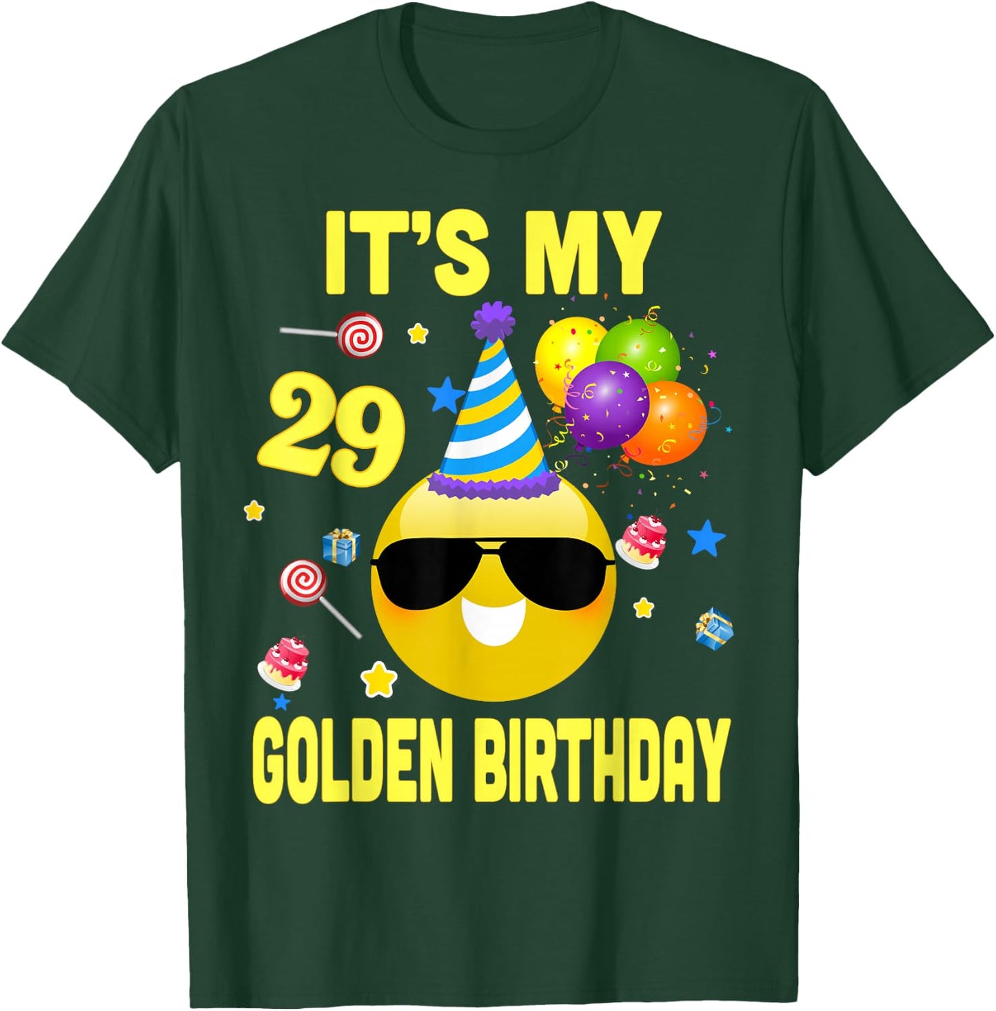 29th Birthday Gifts It's My Golden Birthday 29 Years Old WY2 T-Shirt - T-Shirt | Forest