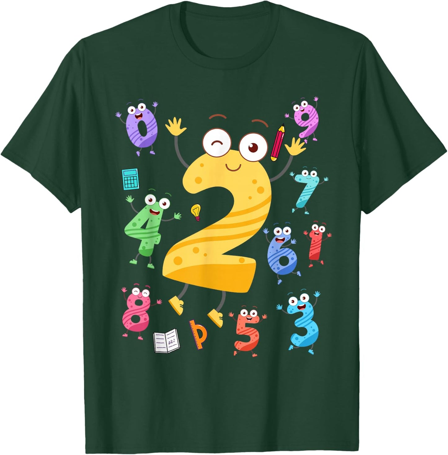 Maths Day Number Costume With Number 2 Idea For Kids Number T-Shirt - T-Shirt | Forest