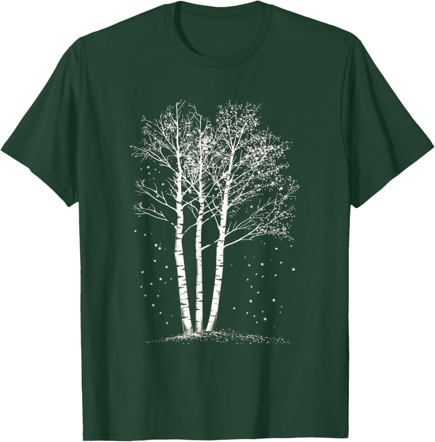 Realistic Forest Birch Tree Twilight Birch tree T-Shirt - T-Shirt | Forest