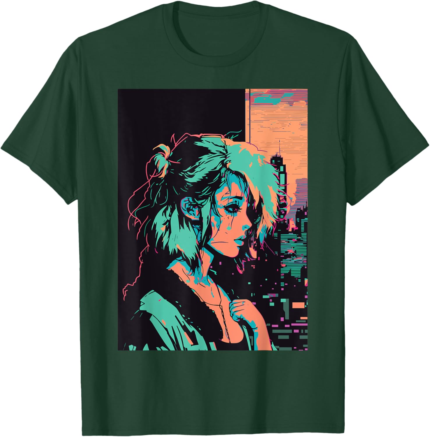 Japanese Vaporwave Sad Anime Girl Indie Aesthetic Otaku T-Shirt - T-Shirt | Forest