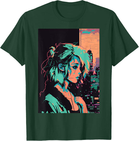 Japanese Vaporwave Sad Anime Girl Indie Aesthetic Otaku T-Shirt - T-Shirt | Forest