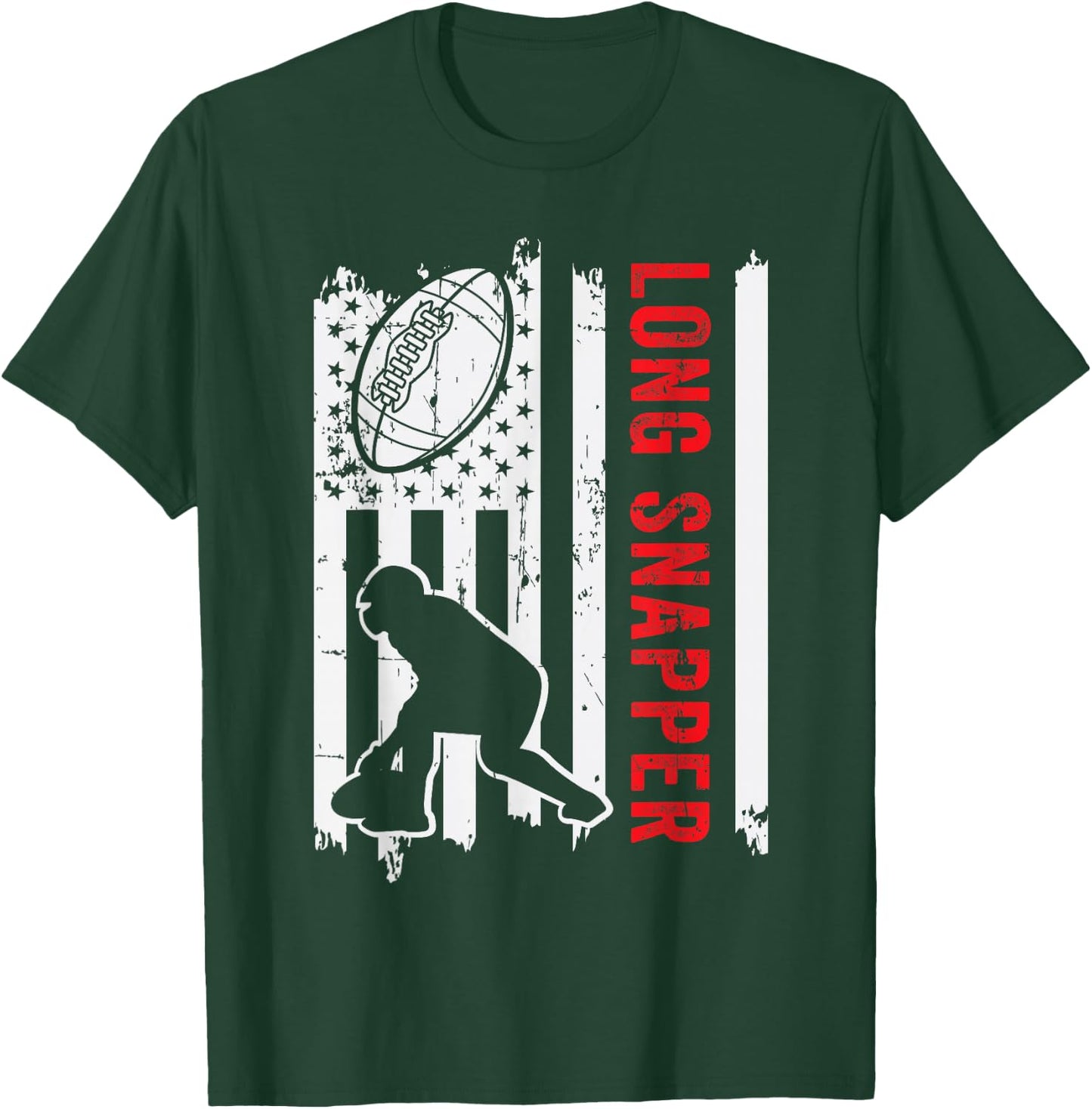 American Flag Long Snapper Football Player Position Team T-Shirt - T-Shirt | Forest