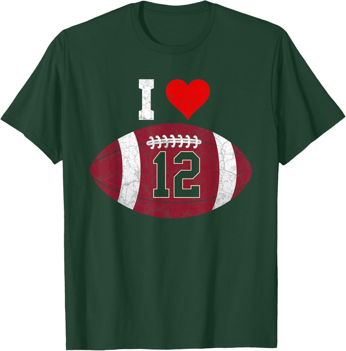 Football Number #12 Football Lover Gift Vintage Retro T-Shirt - T-Shirt | Forest