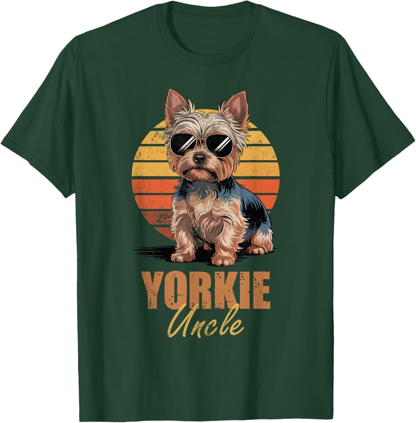 Cool Retro Yorkie Uncle Funny Vintage Dog Lovers T-Shirt - T-Shirt | Forest