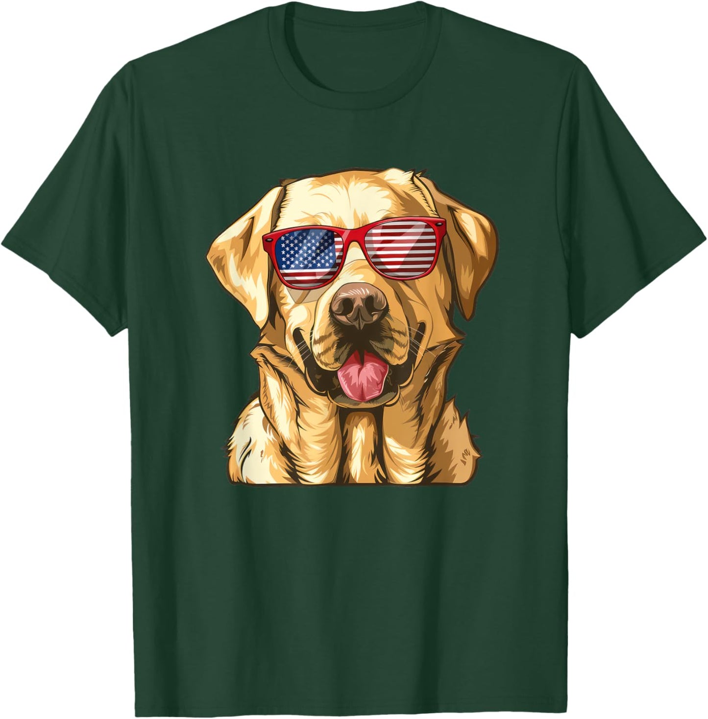 Labrador Retriever USA America Flag 4th of July T-Shirt - T-Shirt | Forest