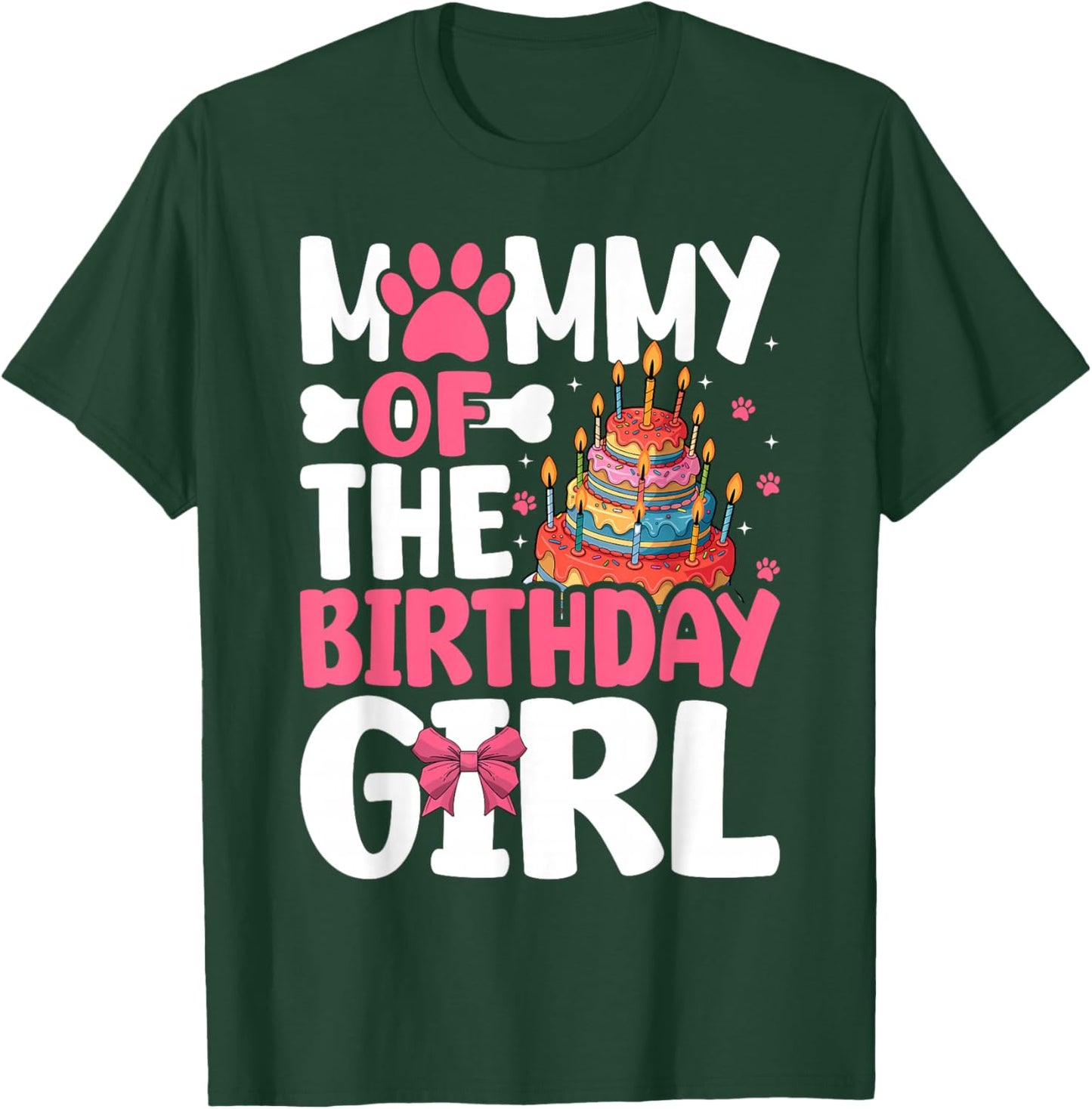 Mommy Of The Birthday Girl Dog Paw Birthday Party T-Shirt - T-Shirt | Forest
