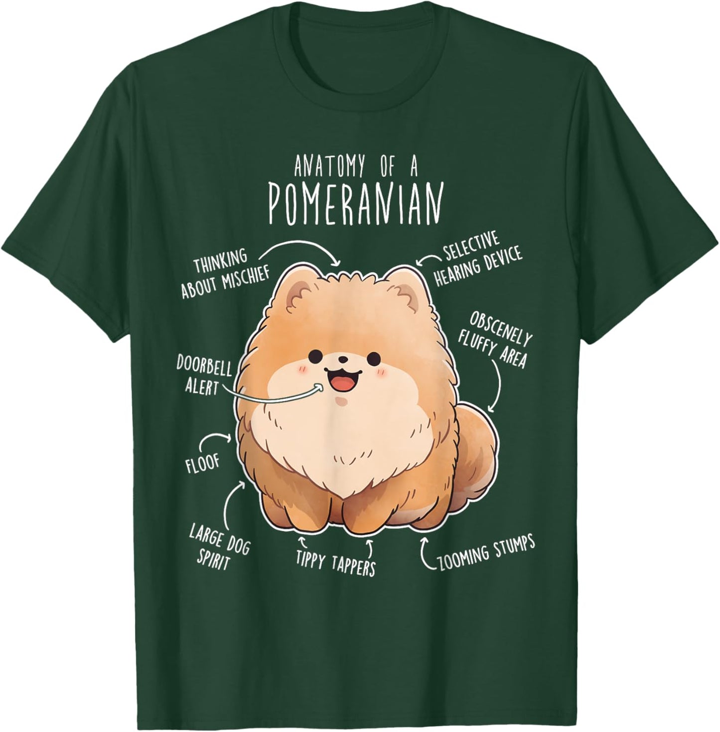 Orange Pomeranian Anatomy, Funny Cute Pet Pom Mom Dog Dad Women Kids T-Shirt - T-Shirt | Forest