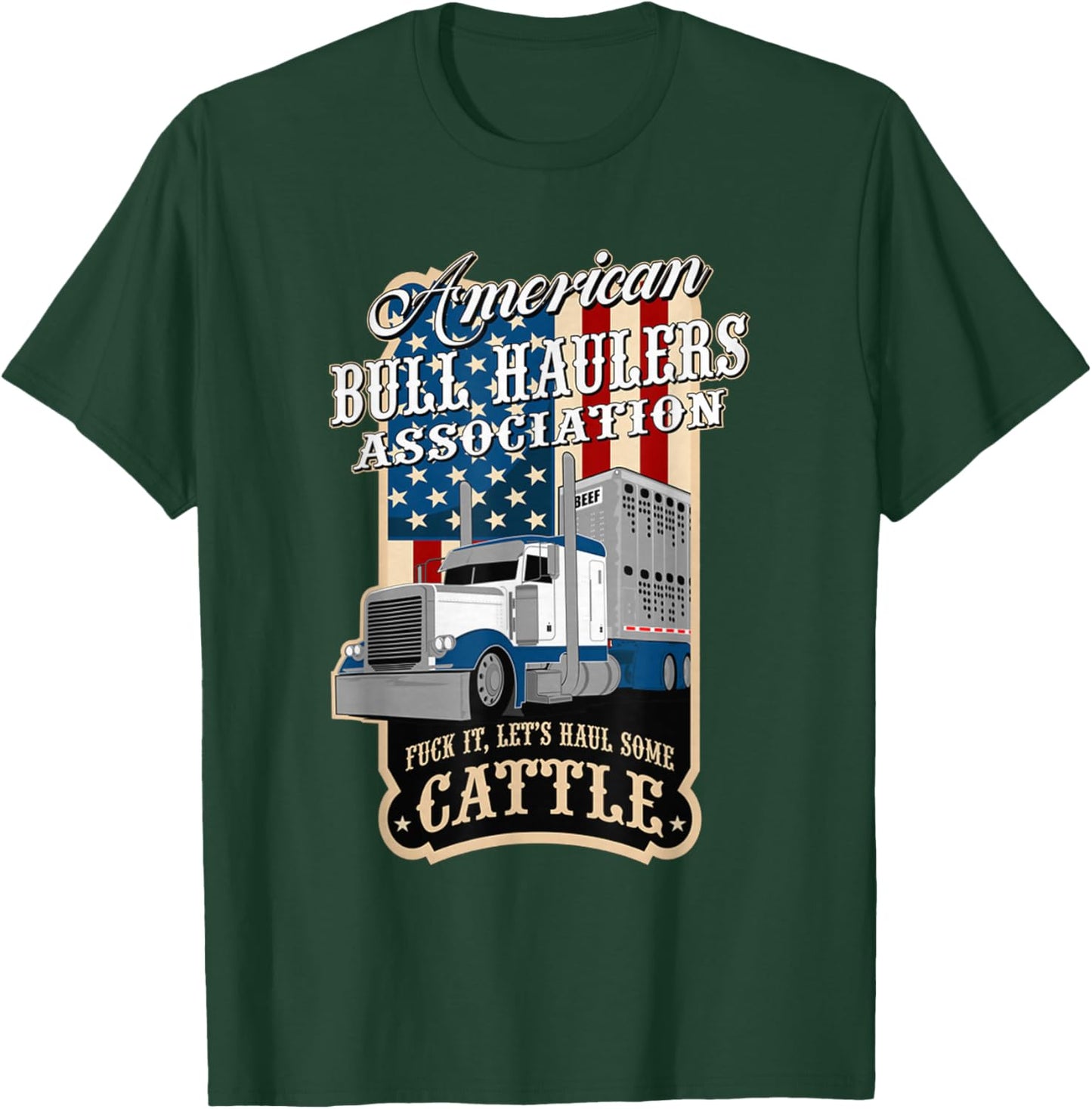 American Bull Haulers Association Men's Black Cotton Polyester Blend Short Sleeve , Small T-Shirt - T-Shirt | Forest