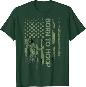 Vintage USA Camouflage Born To Hoop - Basketball Player Love T-Shirt - T-Shirt | Forest