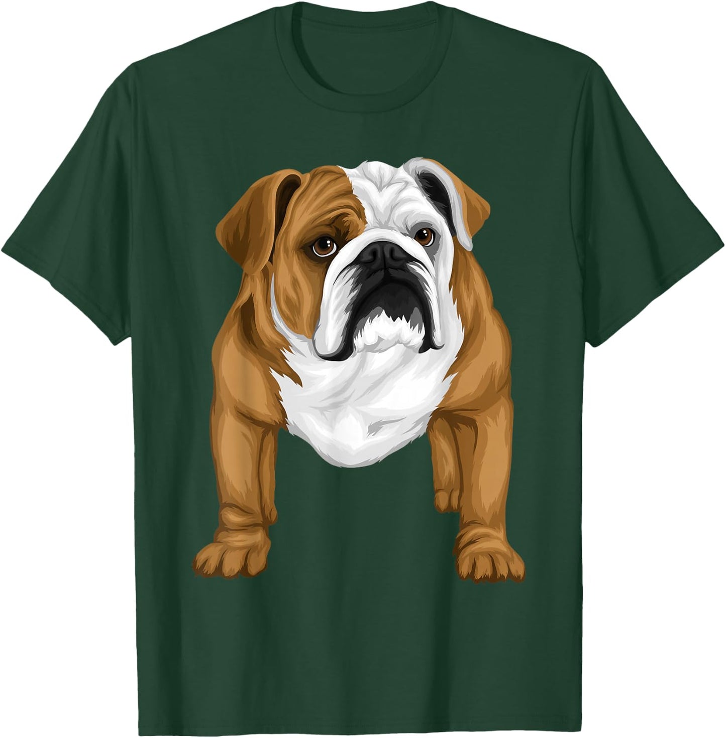 Cool Bulldog Dog Face Graphic T-Shirt - T-Shirt | Forest