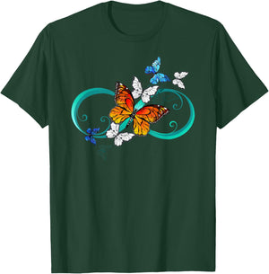 Rainbow Colorful Artistic Butterflies Infinity Symbol Sign T-Shirt - T-Shirt | Forest