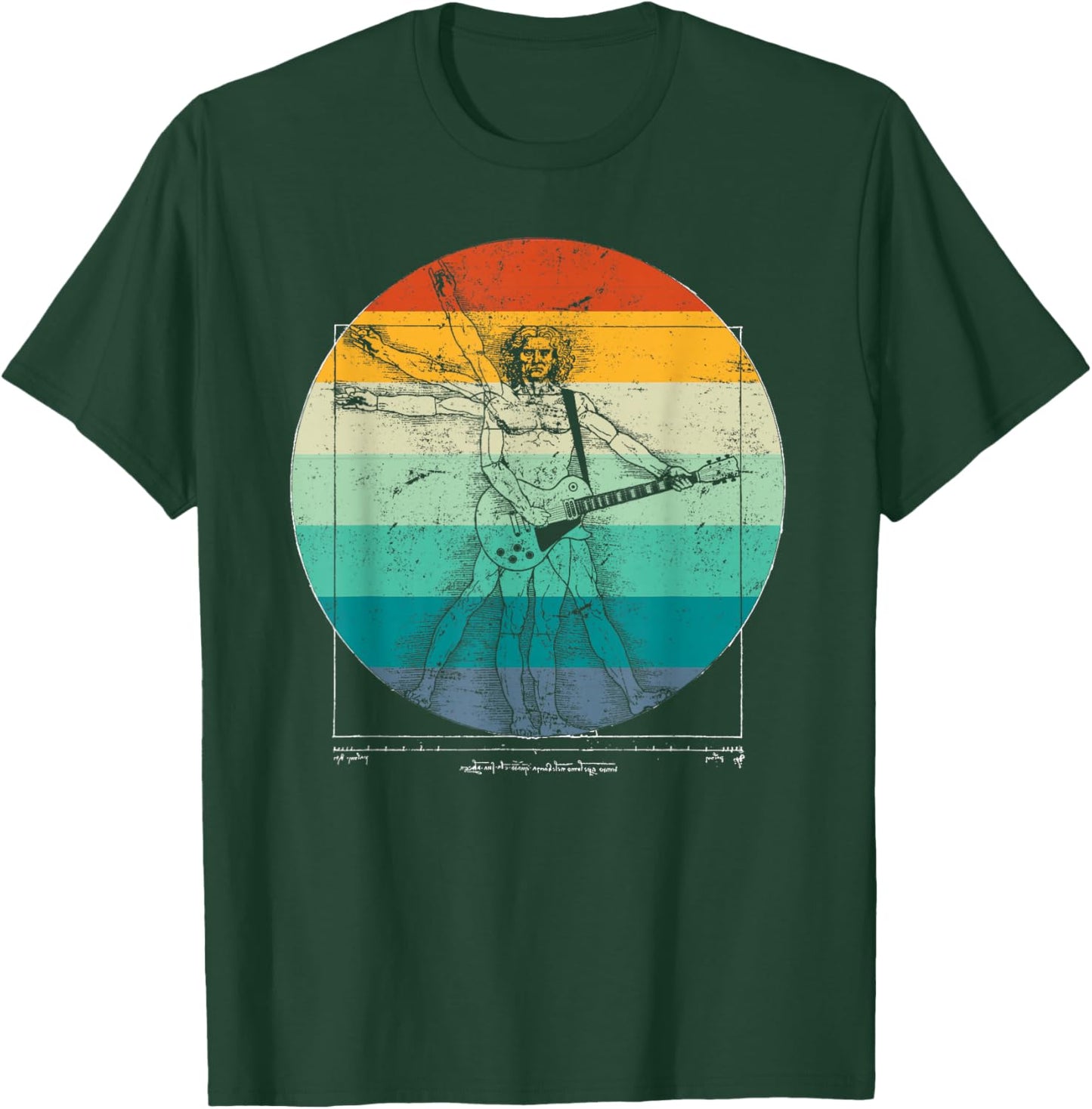 Funny Guitar Player Da Vinci Vitruvian Man Musicians T-Shirt - T-Shirt | Forest