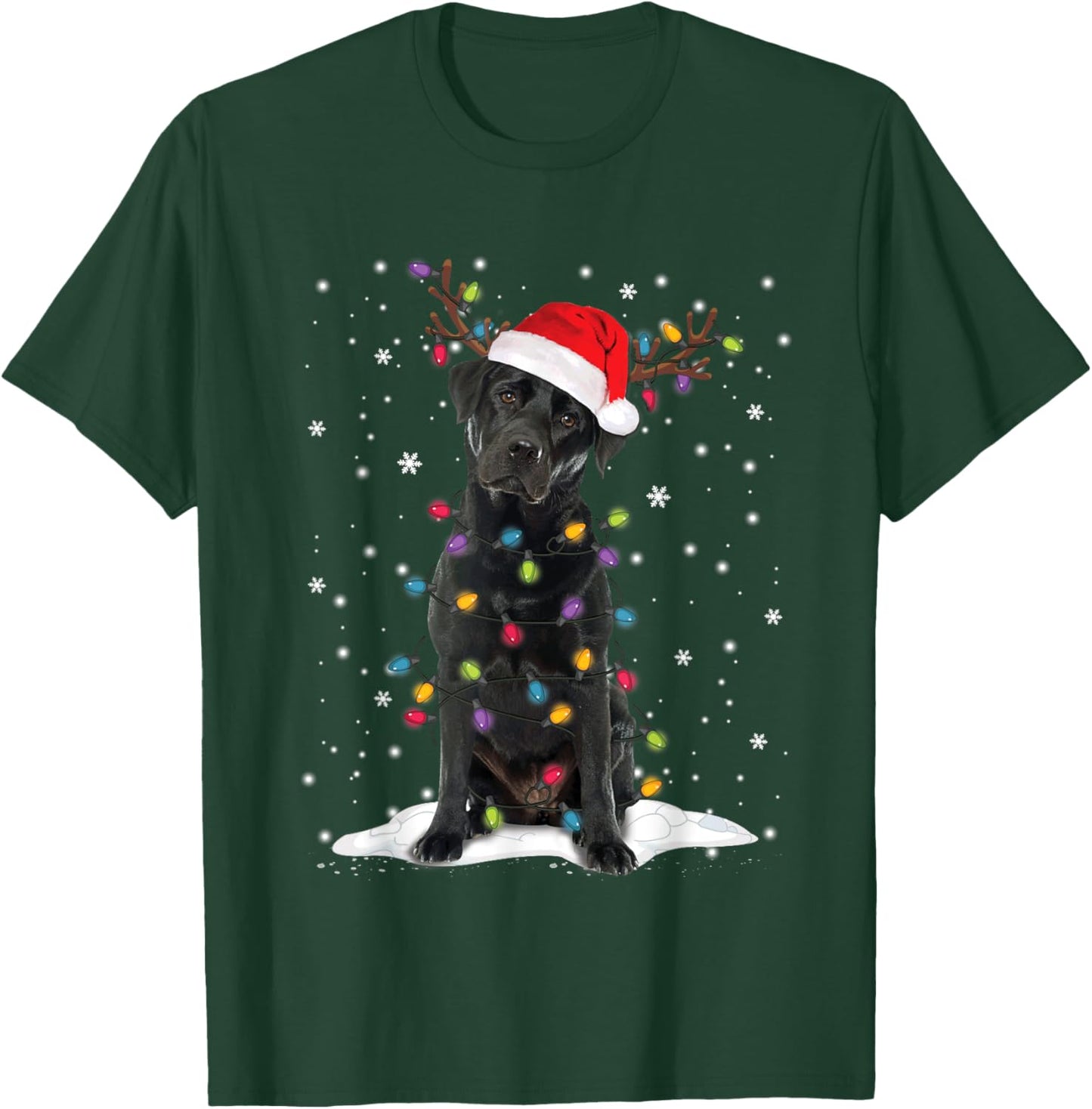 Black Lab Labrador Christmas Tree Reindeer Pajama Dog Xmas Men Women Kids T-Shirt - T-Shirt | Forest