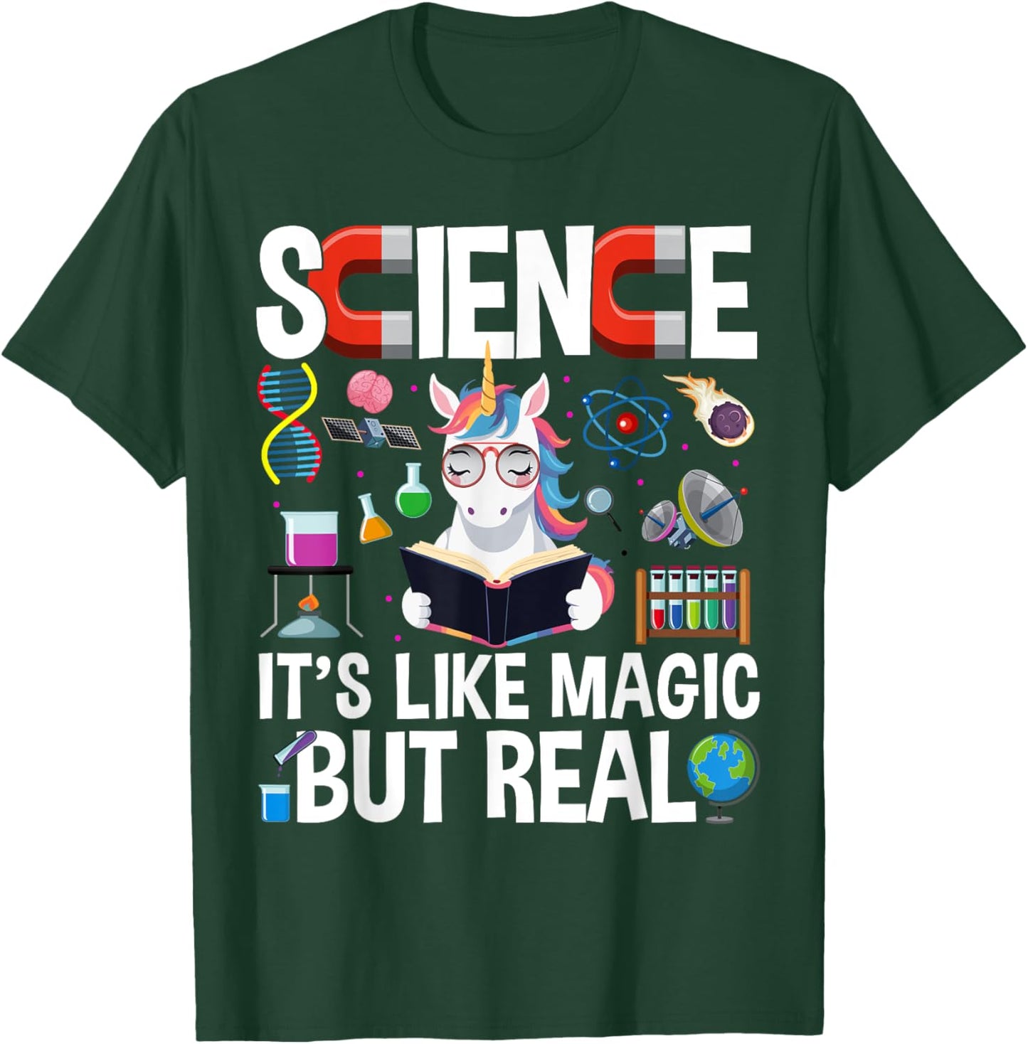 Funny Science Is Like Magic But Real Unicorn Funny Science T-Shirt - T-Shirt | Forest
