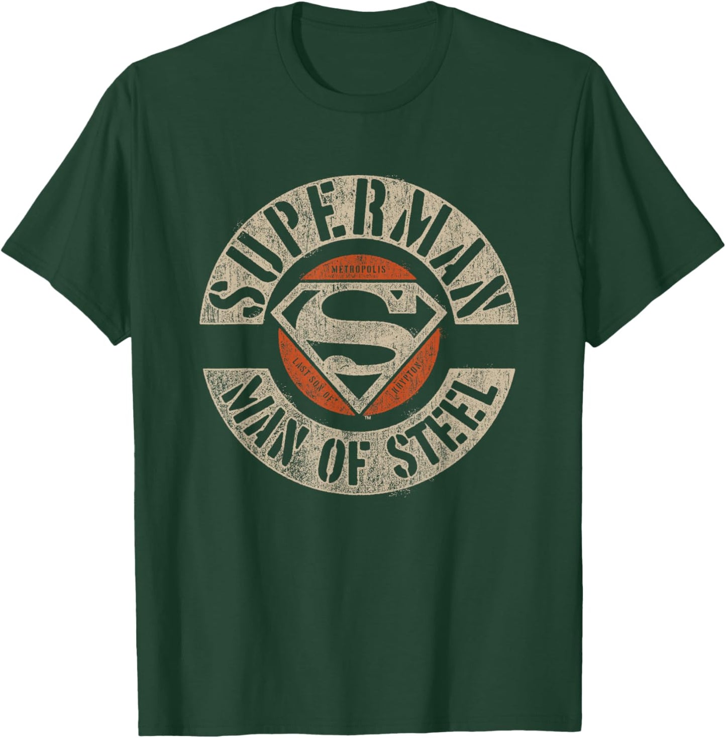 DC Comics Superman Man Of Steel Distressed Logo T-Shirt - T-Shirt | Forest