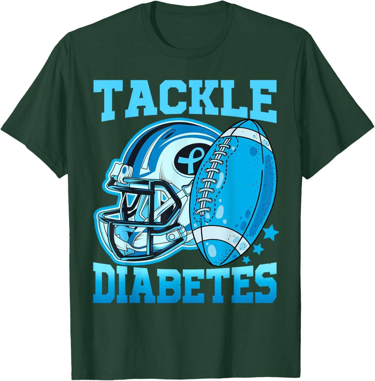 Tackle Diabetic Type 1 Blue Football Diabetes Awareness Men T-Shirt - T-Shirt | Forest