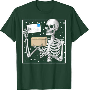 Skeleton Postal Worker Spooky Mail Carrier Mailman Halloween T-Shirt - T-Shirt | Forest
