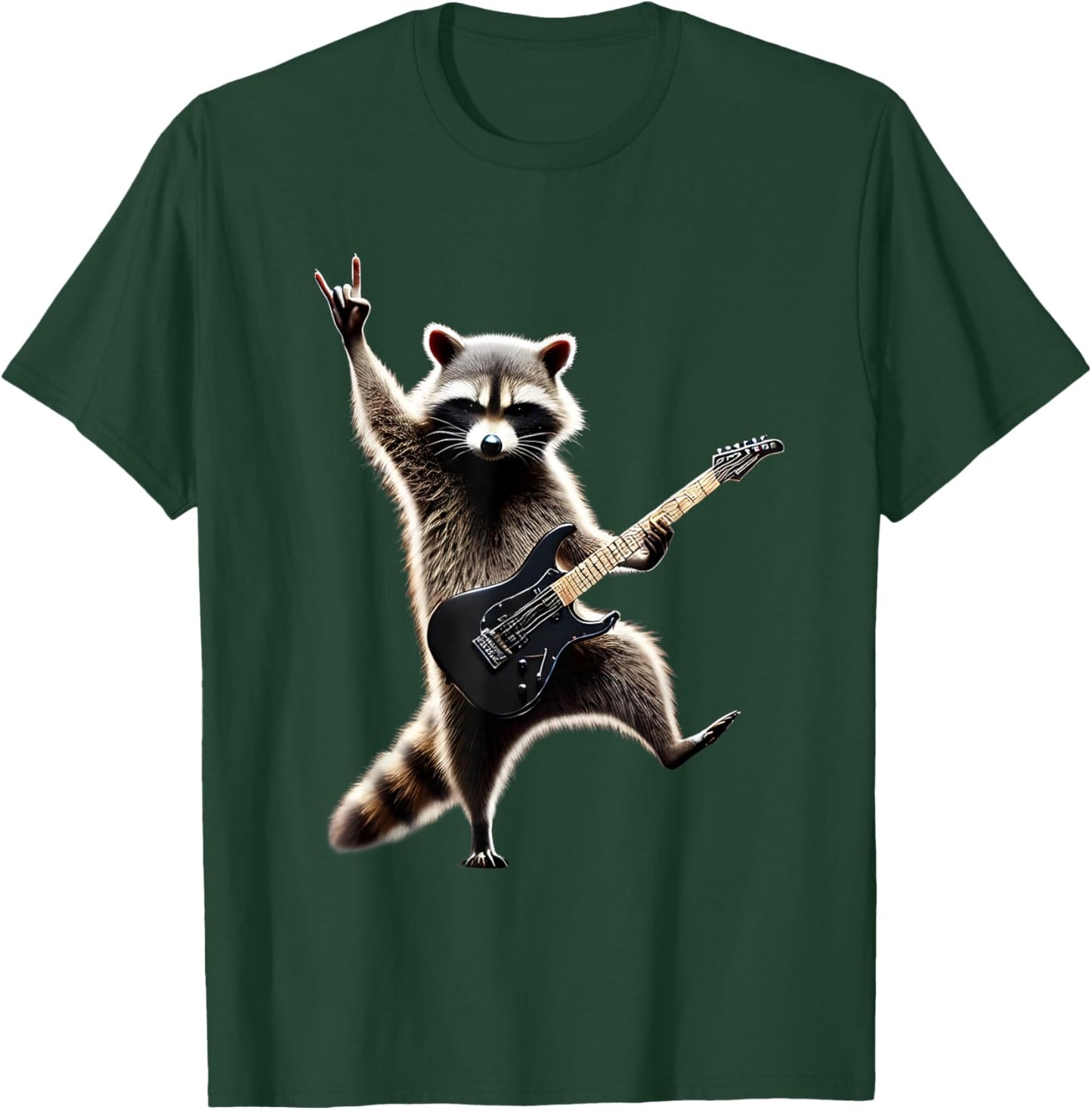 Rock Raccoon Heavy Retro Roll Animal Lovers Metal Music T-Shirt - T-Shirt | Forest