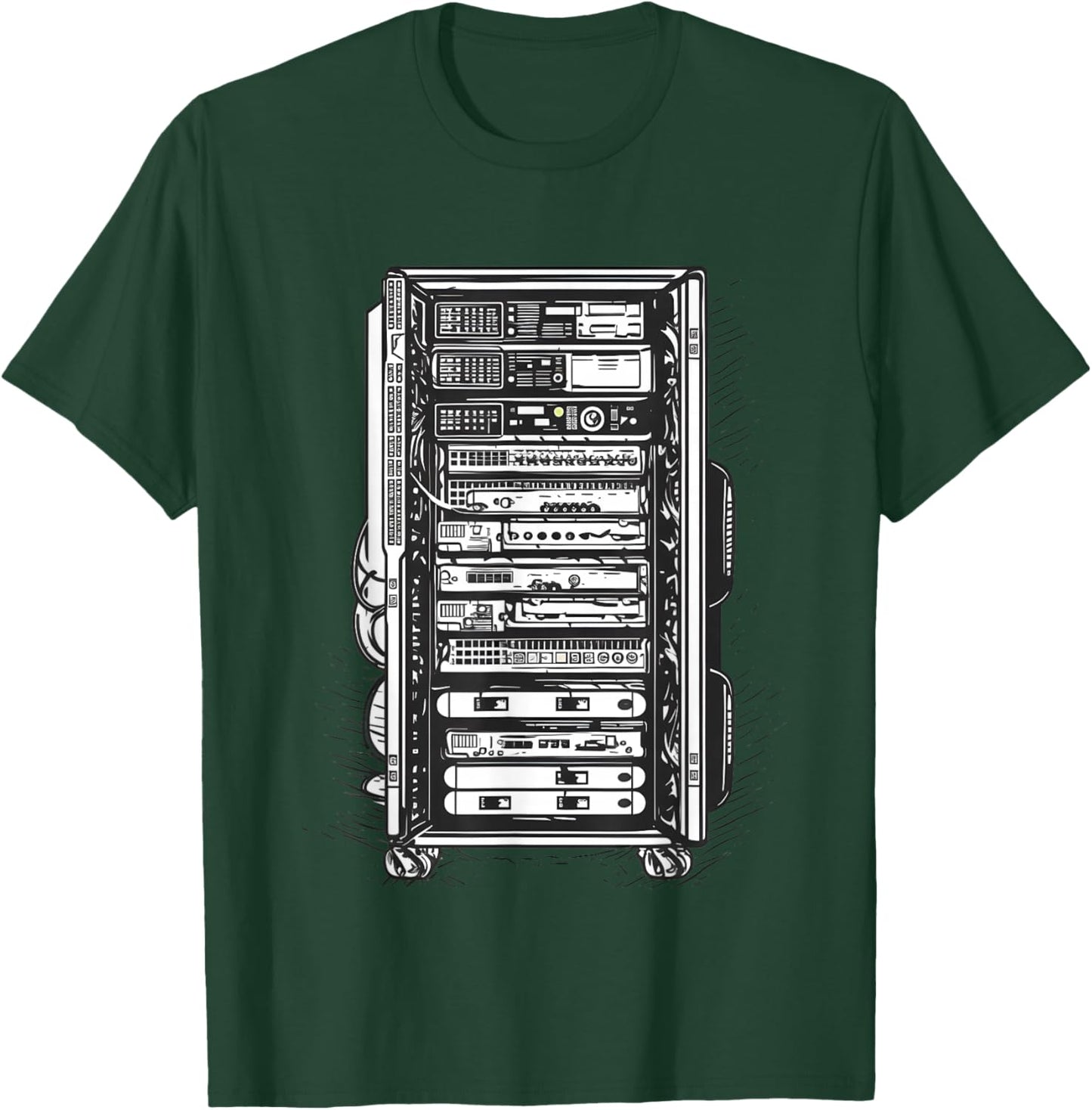 Computer Server Network Rack Sysadmin Engineer Homelab T-Shirt - T-Shirt | Forest