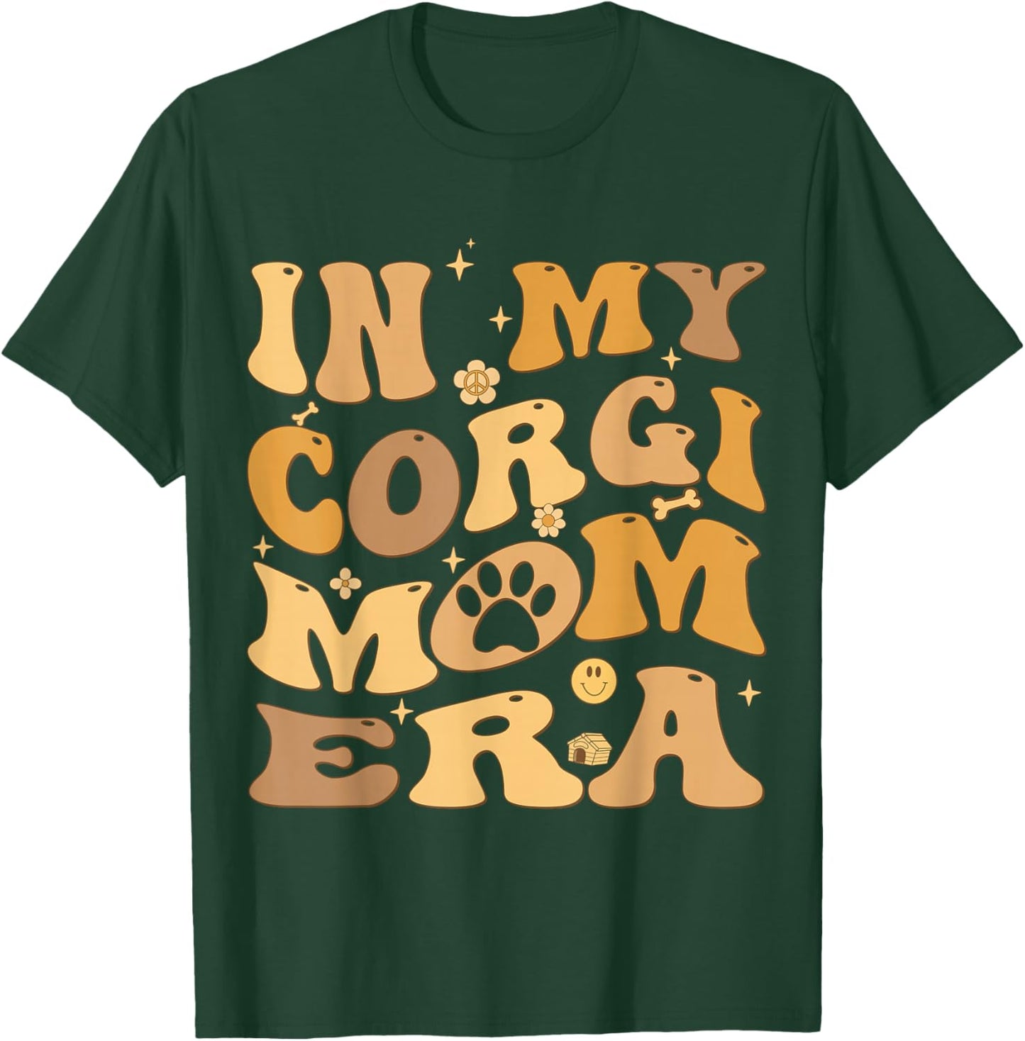 In My Corgi Mom Era Groovy Pembroke Welsh Corgi Dog Owner T-Shirt - T-Shirt | Forest