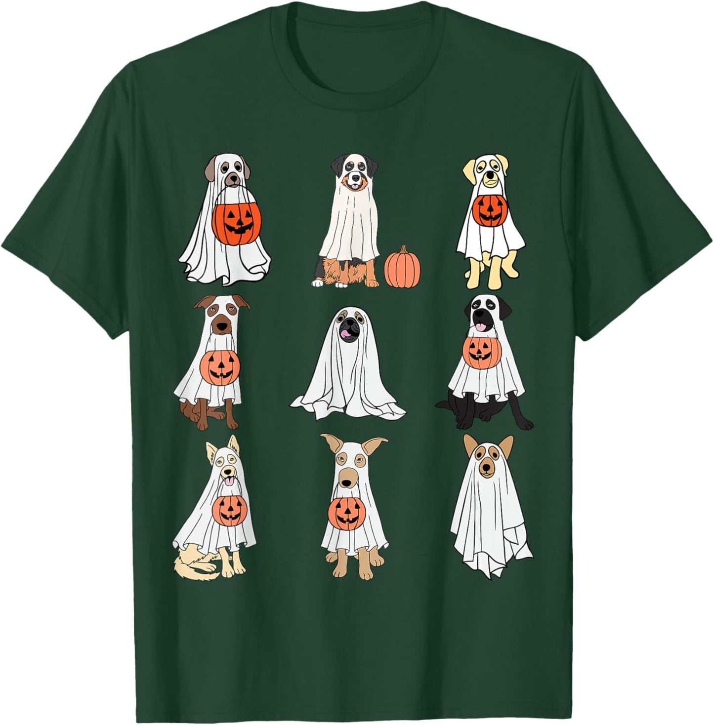 Dogs Ghost Cute Dogs Dressed As Ghost Funny Halloween Dog T-Shirt - T-Shirt | Forest