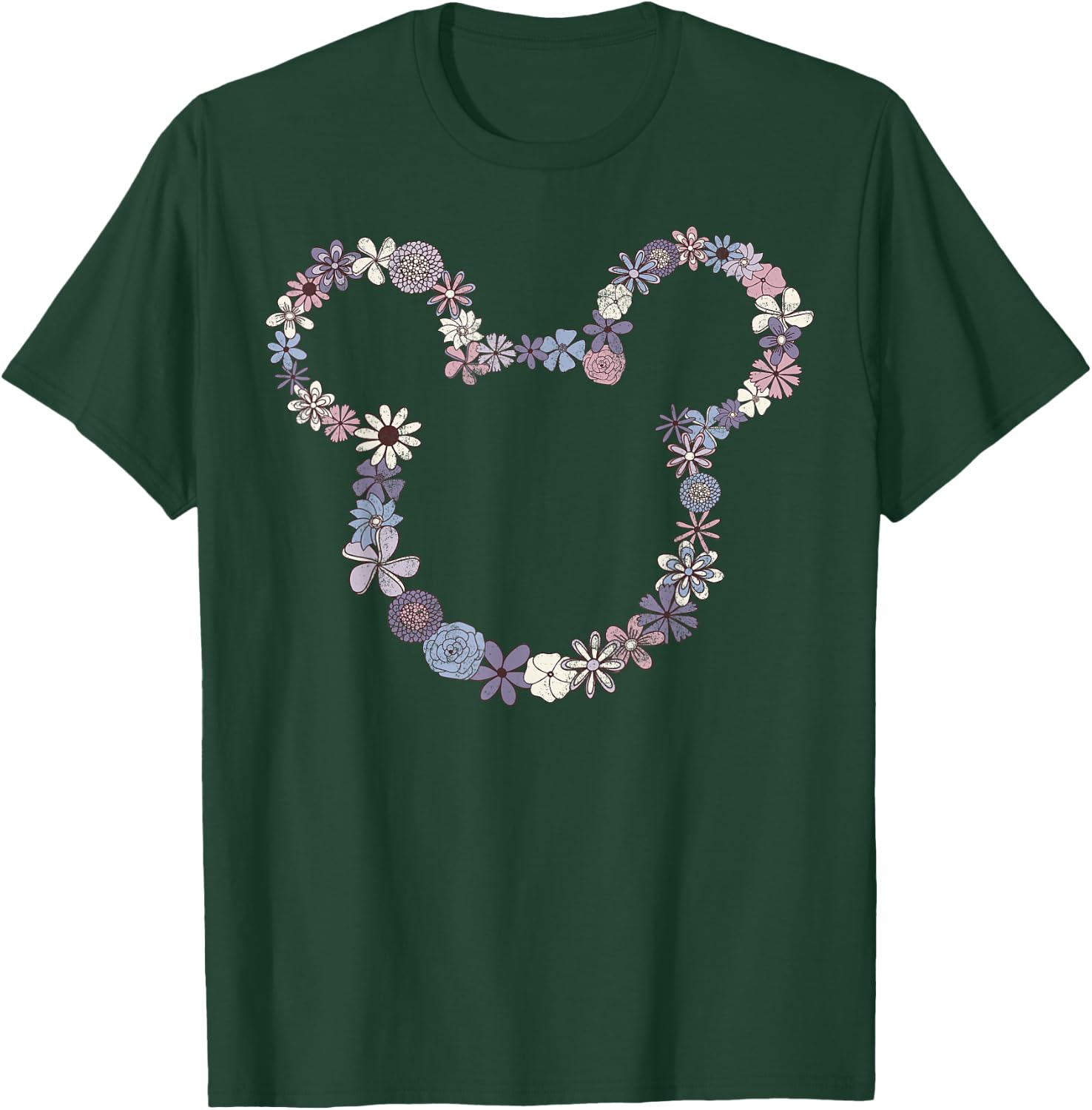 Disney Mickey & Friends Mickey Floral Outline Small T-Shirt - T-Shirt | Forest