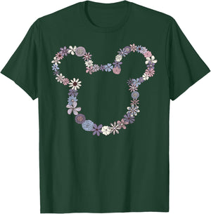 Disney Mickey & Friends Mickey Floral Outline Small T-Shirt - T-Shirt | Forest